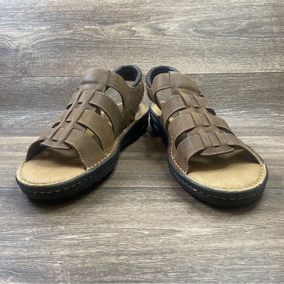 MINNETONKA Leather Fisherman's Sandals Open Toe Brown Women 12 Wide Adjustable - Picture 5 of 11